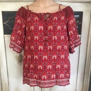 NWT WEEKEND Suzanne Betro Tunic Top w Crochet Detailing | Size Med